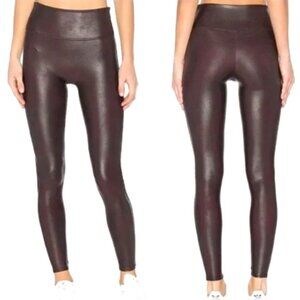 Spanx Faux Leather Leggings Wine- Sz M - Excellent